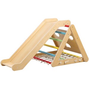 Open-Ended Wood Climber Set - 2-in-1 Developmental Triangle with Climbing Net & Slide - 1 of 4