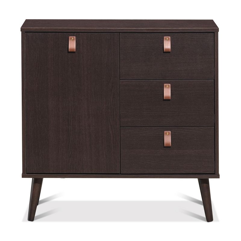 Tangkula 3-Drawer Storage Cabinet Entryway Console Table with Doors & Solid Wood Legs, 5 of 8