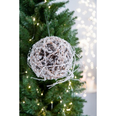 Maggift Decorative Objects Iced Twig Ball Decorative Christmas Tree Ornaments for Holiday Party Decorations Set of 4, Brown, 5"*5"*5"