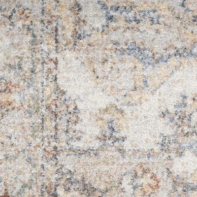Grey Multicolor Synthetic Medallion Runner Rug 2'2" x 8'