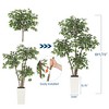 Artificial Ficus Tree,Tall Faux Floor Plant with White Tall Planter -Fake Plants with 3 Natural Trunks - 4 of 4