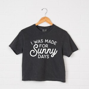 Simply Sage Market Women's I Was Made For Sunny Days Cursive Short Sleeve Relaxed Fit Cropped Graphic Tee - 1 of 2