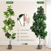 4FT Fiddle Leaf Fig Tree Artificial with 48 Leaves - Realistic Faux Ficus Lyrata Trees in 7.8" White Planter Pot, Housewarming Gift - 4 of 4