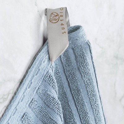 Slate Blue Heavyweight Cotton Ribbed Bath Towel Set, 2 Pieces