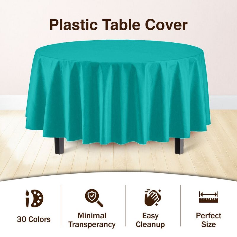 Crown Display Disposable Plastic Tablecloth 84 Inch Round- 6 Pack, 5 of 8