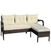 Outdoor patio Furniture sets 2 piece Conversation set wicker Ratten Sectional Sofa With Seat Cushions(Beige Cushion) - 3 of 4