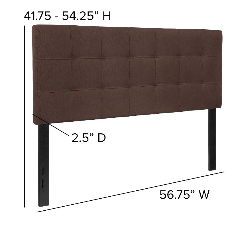 Flash Furniture Bedford Tufted Upholstered Full Size Headboard in Dark Brown Fabric, 5 of 6