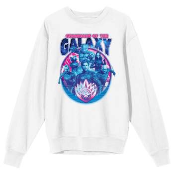 Guardians Of The Galaxy Vol. 3 Character Circle Crew Neck Long Sleeve White Adult Sweatshirt