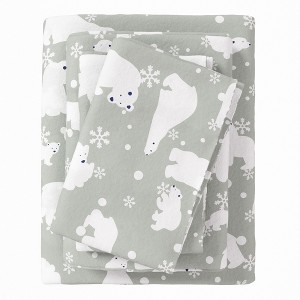100% Cotton Christmas Flannel Sheet Set - Great Bay Home - 1 of 4