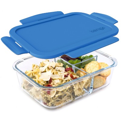 3-Pack] 2 Compartment Bento Box Leak Proof Glass Container - Free Maria  Emmeric