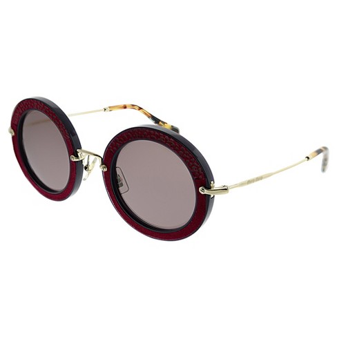 Miu Miu Pavé Story Evolution U6a6x1 Womens Round Sunglasses Dark Red ...