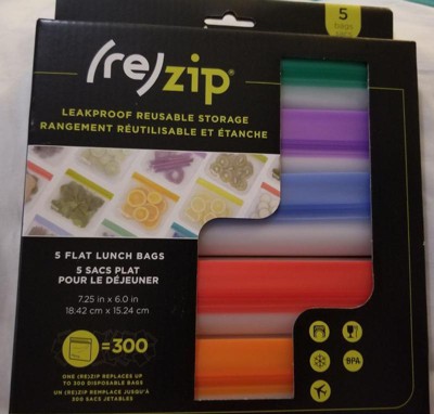 rezip Lay-Flat Lunch Leakproof Reusable Storage Bag 5-Pack