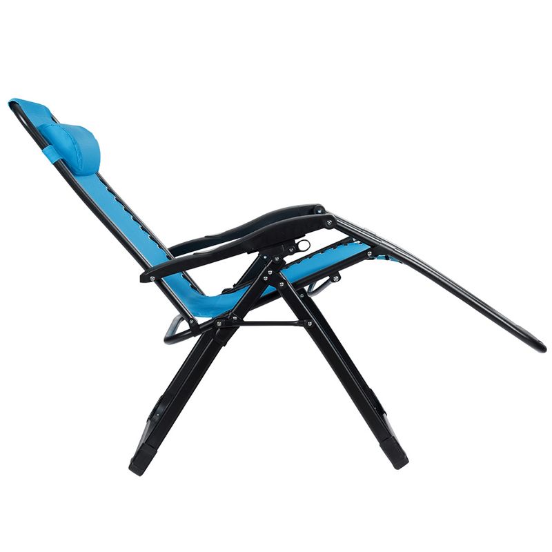 Tangkula Oversized Zero Gravity Lounge Chair Folding Recliner w/ Cup Holder & Pillow Blue, 5 of 6