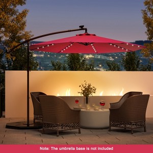 Costway 10 Ft Patio Solar LED Offset Umbrella 40 Lights Crank Cross Base - 1 of 4