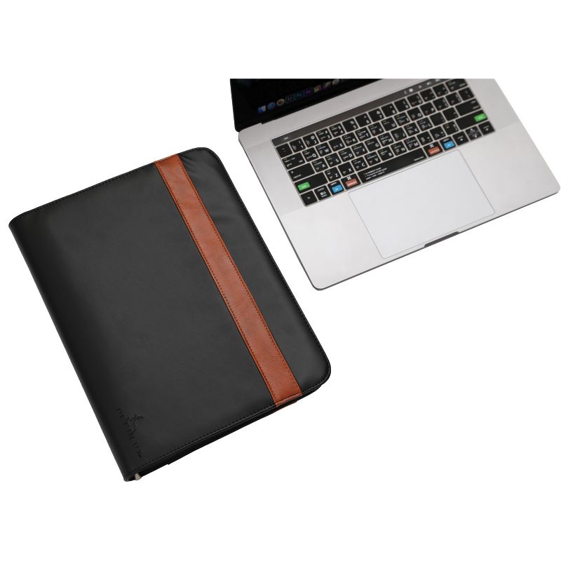DEERLUX Black Leather Business Portfolio with Handles, Includes Large Notepad and Tablet Sleeve, 4 of 12
