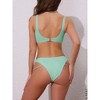 INSPIRE CHIC Women's Cutout Racerback Ribbed Bikini Sets, Scoop Neck Top Triangle Bottom Swimwear Bathing Suits 1 Set - 3 of 4