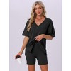INSPIRE CHIC Women's Oversized V Neck Workout Tracksuit T-Shirts Tops with Biker Shorts Pajamas Lounge Set 2 Pcs - 2 of 4