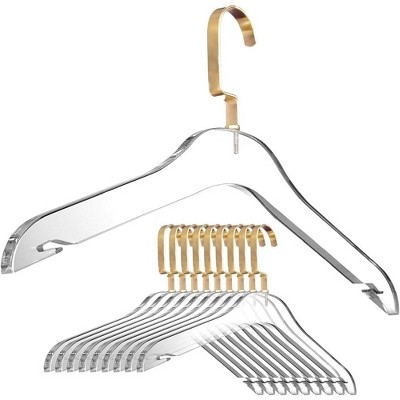 LOCHAS 15 Pack Acrylic Hangers Clear And Gold Hangers Premium