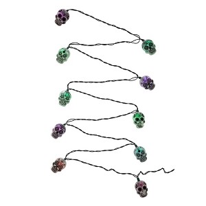 Kurt Adler Indoor/Outdoor UL 10-Light LED Sugar Skull Light Set, 11.5ft - 1 of 2