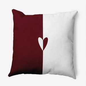 16"x16" Valentine's Day Modern Heart Square Throw Pillow Burgundy - e by design: Festive Decor, Indoor Use - 1 of 4