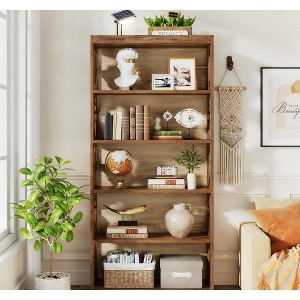 Gulches 6-Tier Bookshelf, 70" Wood Bookcase with Storage Shelves - 1 of 4