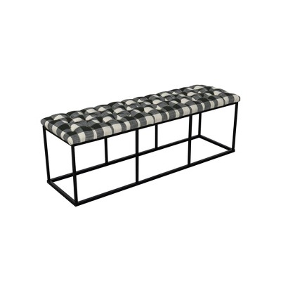 Draper Bench with Button Tufting Black - HomePop