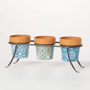 Sullivans Portuguese Print Trio Metal Planter 6"H Multicolored - 1 of 4
