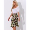 INSPIRE CHIC Women's Floral Ruffle Elastic High Waist Button Flowy Split Skirt - 2 of 4