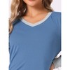 cheibear Women's Long Sleeve V Neck Soft Sleep Dress with Pockets - 4 of 4