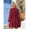 Seta T Women's Fall Round Neck Long Sleeve Waist Tie Ruffle Mini Swing Skater Dress - 4 of 4