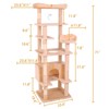 BDELITE Multi-Level Cat Tree with Plush Perches & Hideaway Condos-23.6*19.7*71 Inch, Pink - 3 of 4