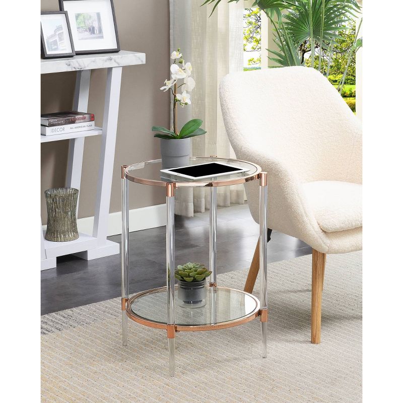 Royal Crest 2 Tier Acrylic Glass End Table Rose Gold/Glass - Breighton Home, 2 of 7