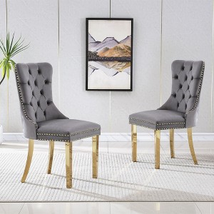 NicBex High-End Velvet Upholstered Tufted Dining Chairs Set of 2 with Mirrored Steel Legs,Modern Accent Chairs for Dining Room,Office - 1 of 4