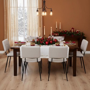 Homy Casa Pomona Set of 4 Dining Chairs with Fabric Upholstery and Black Metal Legs, Beige - 1 of 4