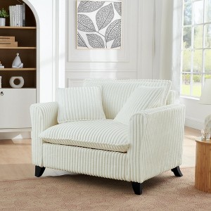 KWPZQEB Lazy Sofa Chair with 2 Pillows, Modern Accent Armchair with Solid Wooden Legs, Single Sofa Chair, Reading Armchair for Living Room - 1 of 4