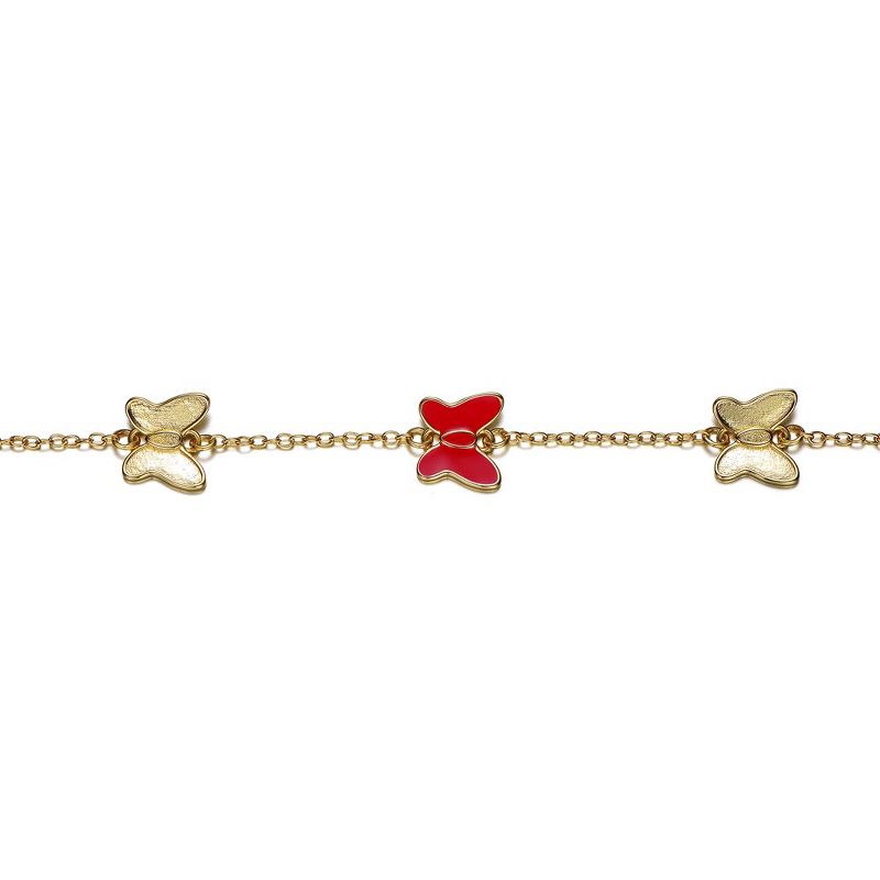 14k Yellow Gold Plated Adjustable Bracelet with Butterfly Charms for Kids, 2 of 3