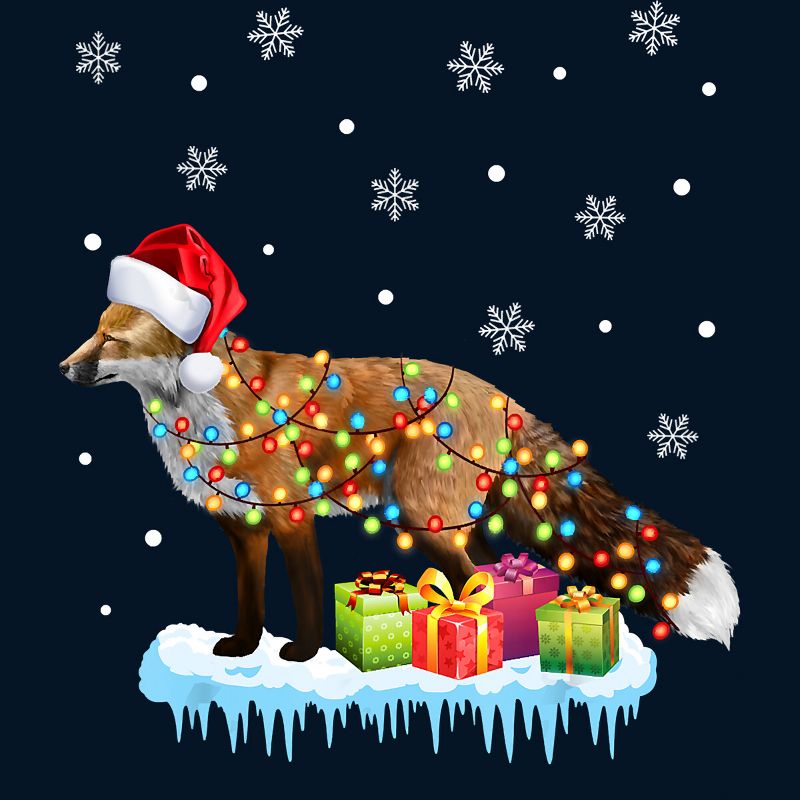 Men's Design By Humans X-Mas Fox Christmas Lights Funny Wild Animal Design Gift T-Shirt By NekoShop Tank Top, 2 of 4