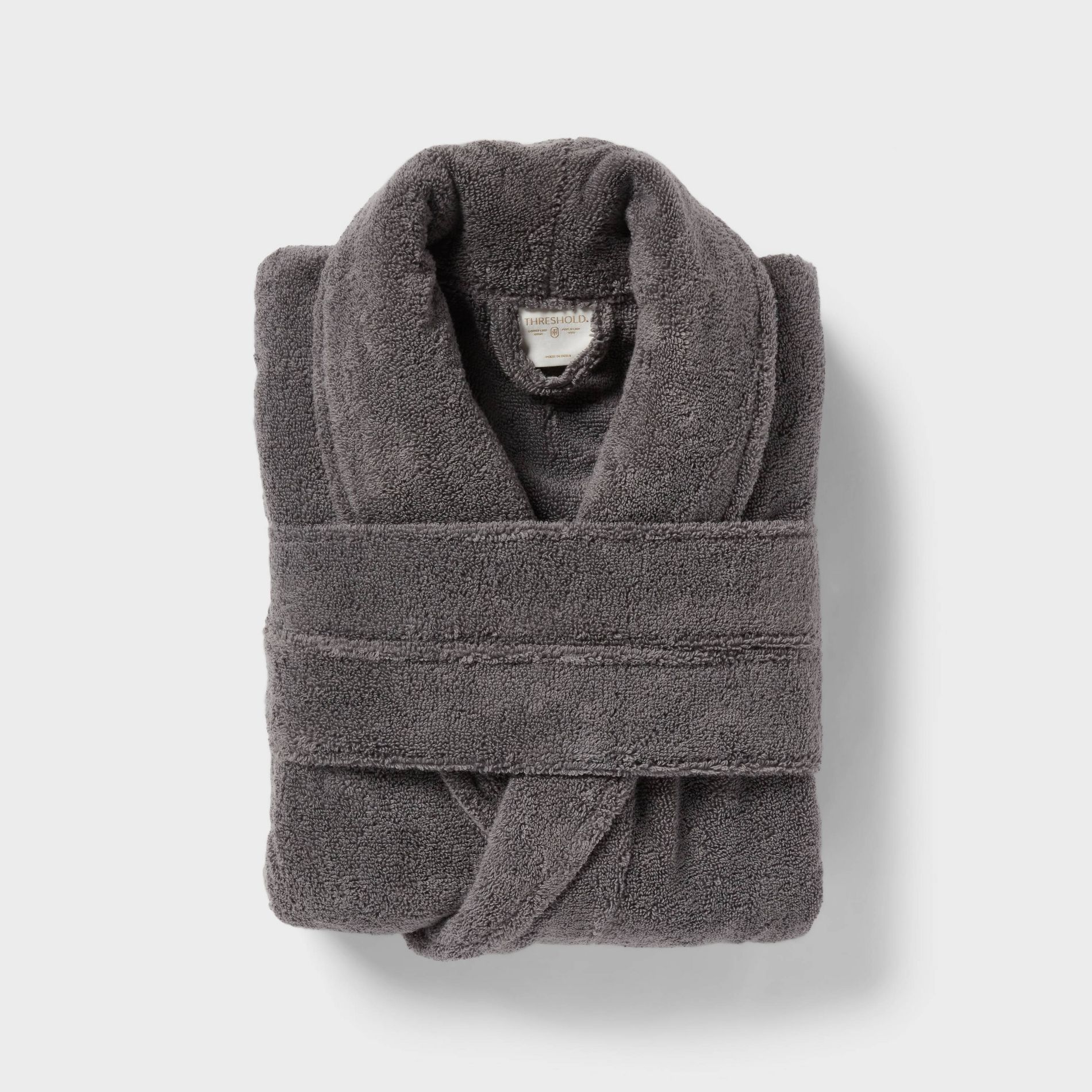 S/M Spa Plush Bath Robe Dark Gray - Threshold™