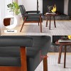 50“ Faux Leather Loveseat Sofa with Wood Arms, Mid-Century Modern Small Couch for Office, Living Room, Bedroom – Black - 4 of 4