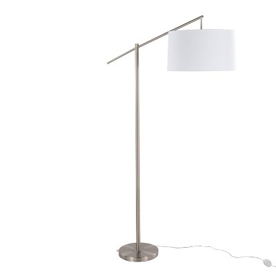 Grandview Gallery 69" Task Floor Lamp with Off-White Linen Shade and Brushed Nickel Body
