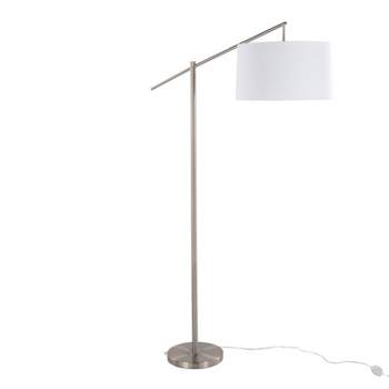 LumiSource Casper 69" Contemporary Metal Floor Lamp in Brushed Nickel with Off-White Linen Shade from Grandview Gallery