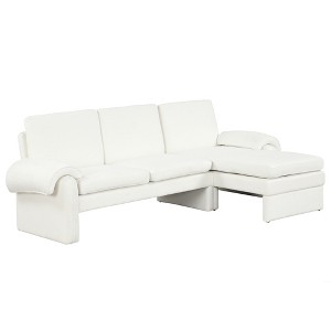94.1" Convertible Futon Sofa Bed L-Shaped Sectional Chaise with Reversible Chaise, Reclining Back Chenille Fabric-- Frevyn - 1 of 4