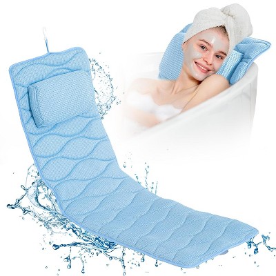 Full Body Bath Pillow for Bathtub with Mesh Washing Bag, 5D Air Mesh Cushion with 21 Non-Slip Suction Cups
