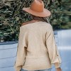 Women's Beige Knit Boatneck Long Sleeve Sweater - Cupshe - 4 of 4