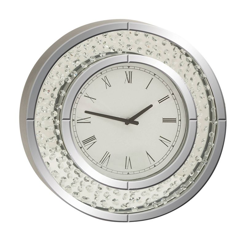 20&#34;x20&#34; Glass Mirrored Wall Clock with Floating Crystals White - Olivia &#38; May, 1 of 17
