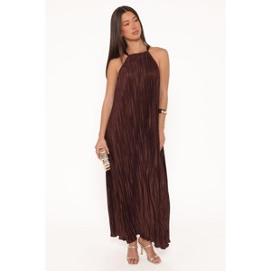 Petal and Pup Women's Melody Plisse Halter Maxi Dress - Brown XL : Target