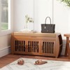 ELECWISH Bamboo Shoe Bench with Storage - 2-Tier Shoe Rack, Hidden Storage & Side Organizer, Brown - 4 of 4