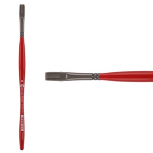 Borciani Bonazzi UNICO Silver Synthetic Series 811 Paint Brush, Flat 6 - Medium Handle Paintbrush Handcrafted in Italy, Cruelty-Free, Acrylic, Oil, - 1 of 4