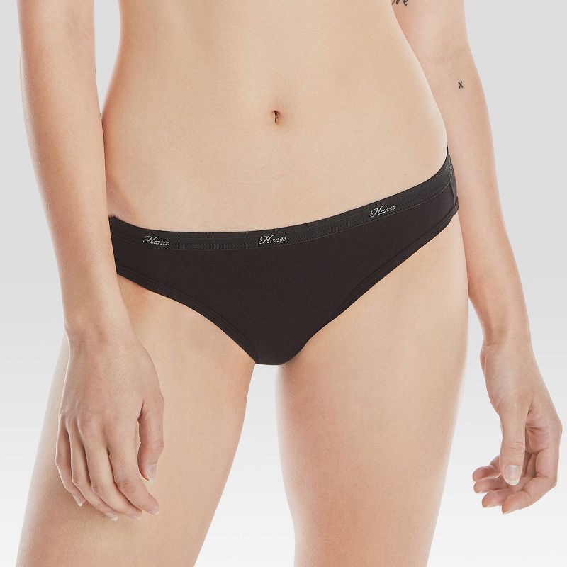 Hanes Women's 10pk Cotton Classic Bikini Underwear - Black, 3 of 5