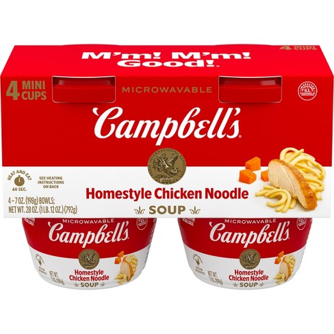 Campbell's Homestyle Chicken Noodle Soup Microwavable Mini Cups - 28oz/4pk - image 1 of 4